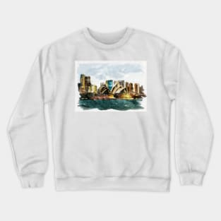 Sydney Australia Opera House Waterfront Watercolor Travel Painting Crewneck Sweatshirt